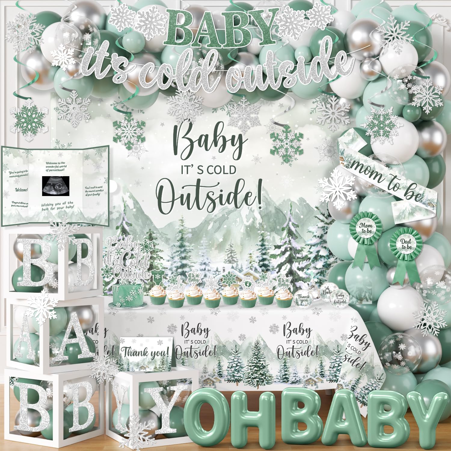 Amazon.com: Baby It’s Cold Outside Baby Shower Decorations, Green