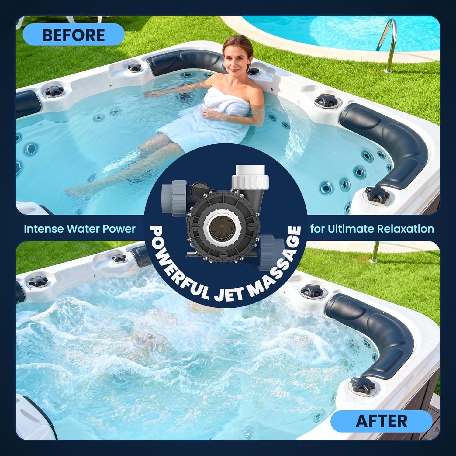 Mxmoonant SPA Pump, 1.5HP 115V Hot Tub Pump 2 Speed SPA Bathtub Motor Pumps 2" Plumbing 48 Frame Motor