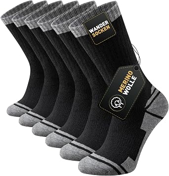 Merino Hiking Socks for Men and Women Thick Thermal Socks Winter Socks Warm Merino Wool Outdoor Socks Anti Blister Padded Trekking Socks Breathable Sports Socks 3 Pairs