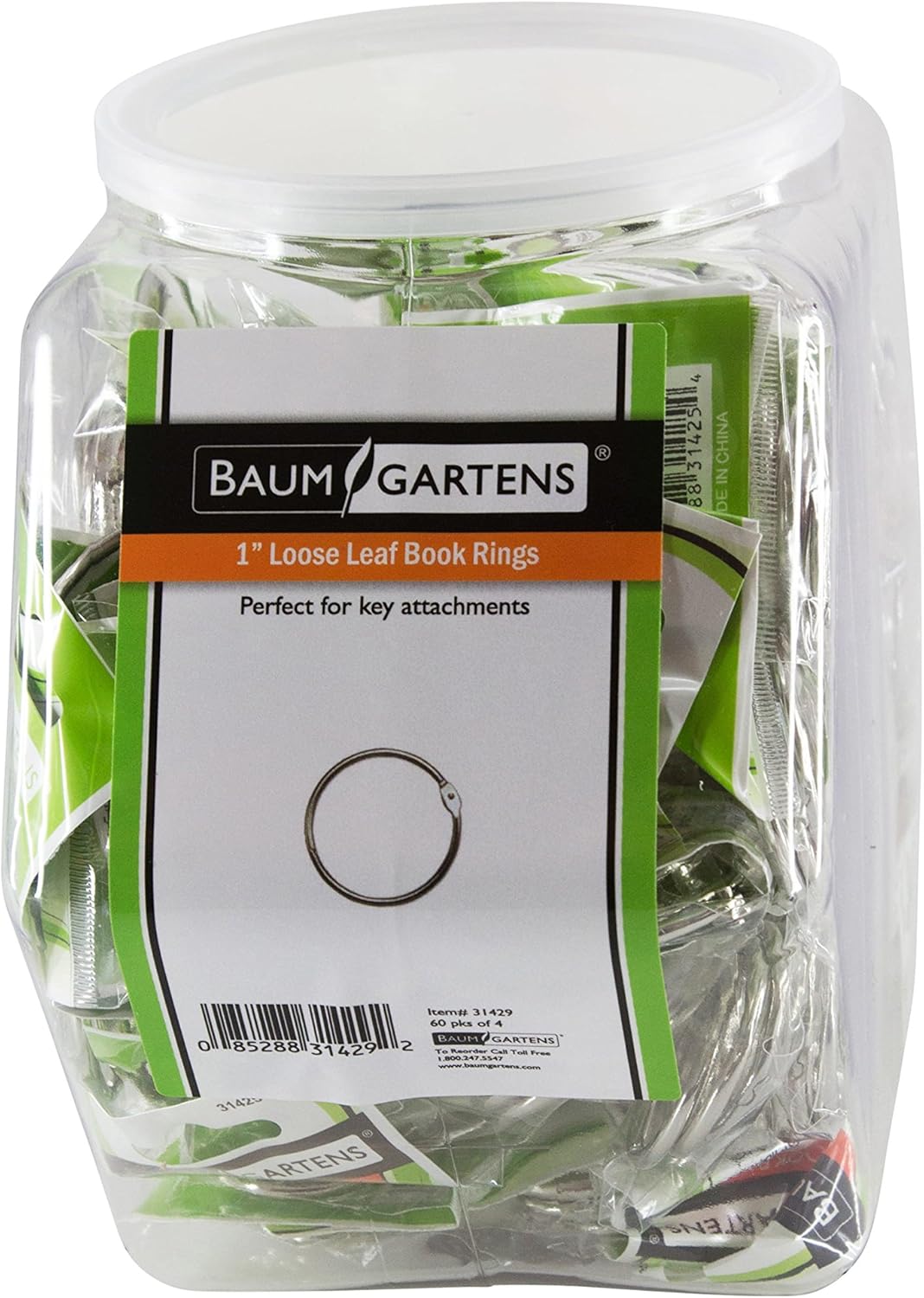 Baumgartens Book Rings, 1-Inch, Silver