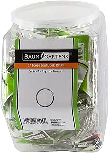 Baumgartens 1-Inch Book Rings - 4-Pack Chrome Plated Metal Rings For Crafting & Organization