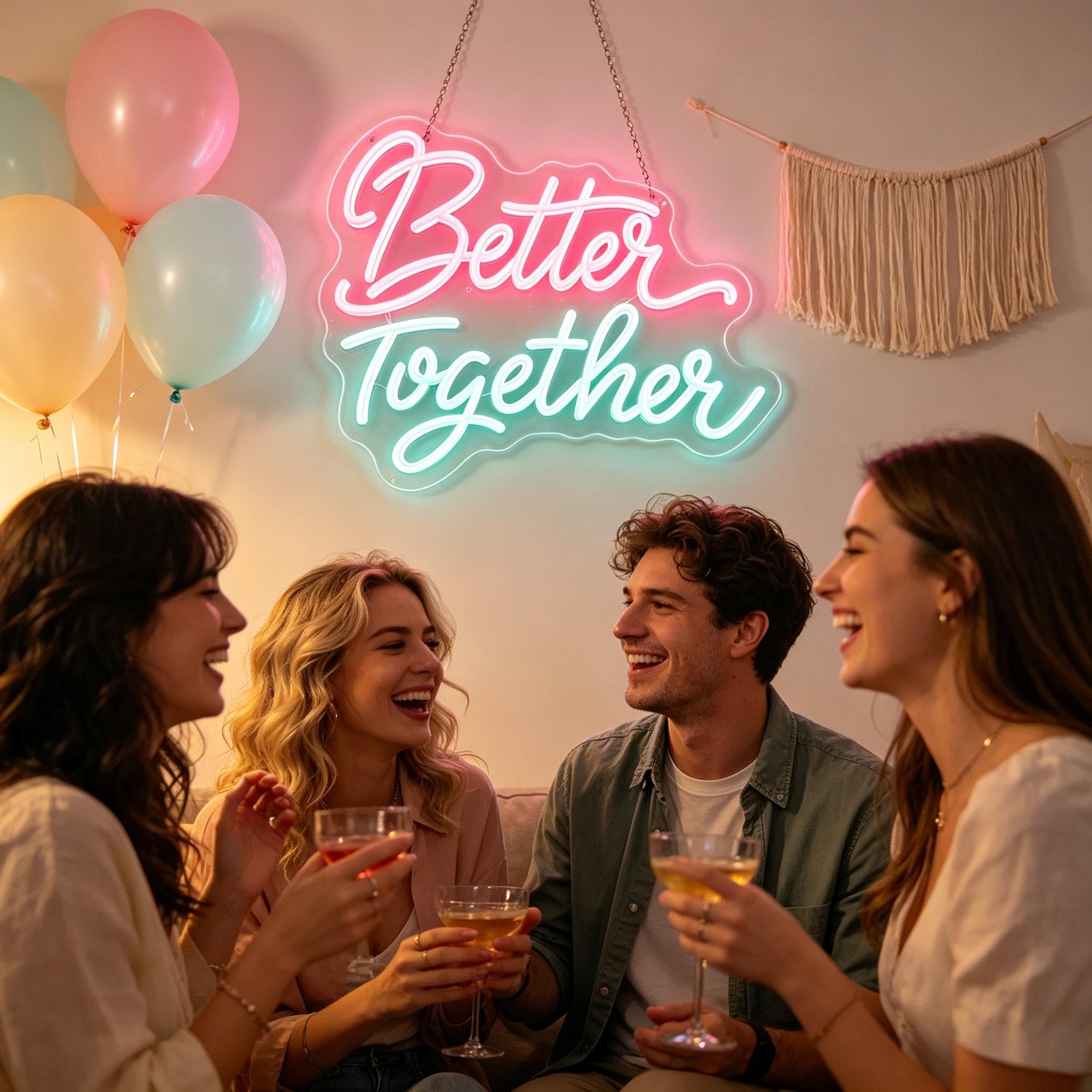 Better Together Neon Schild, Wand Schild für Wanddekoration Led Neonschild, Spruch Neon Sign USB-betrieben, Wand Zubehör Dekoration für Schlafzimmer, Hochzeit, Party, Geschenk für Paare