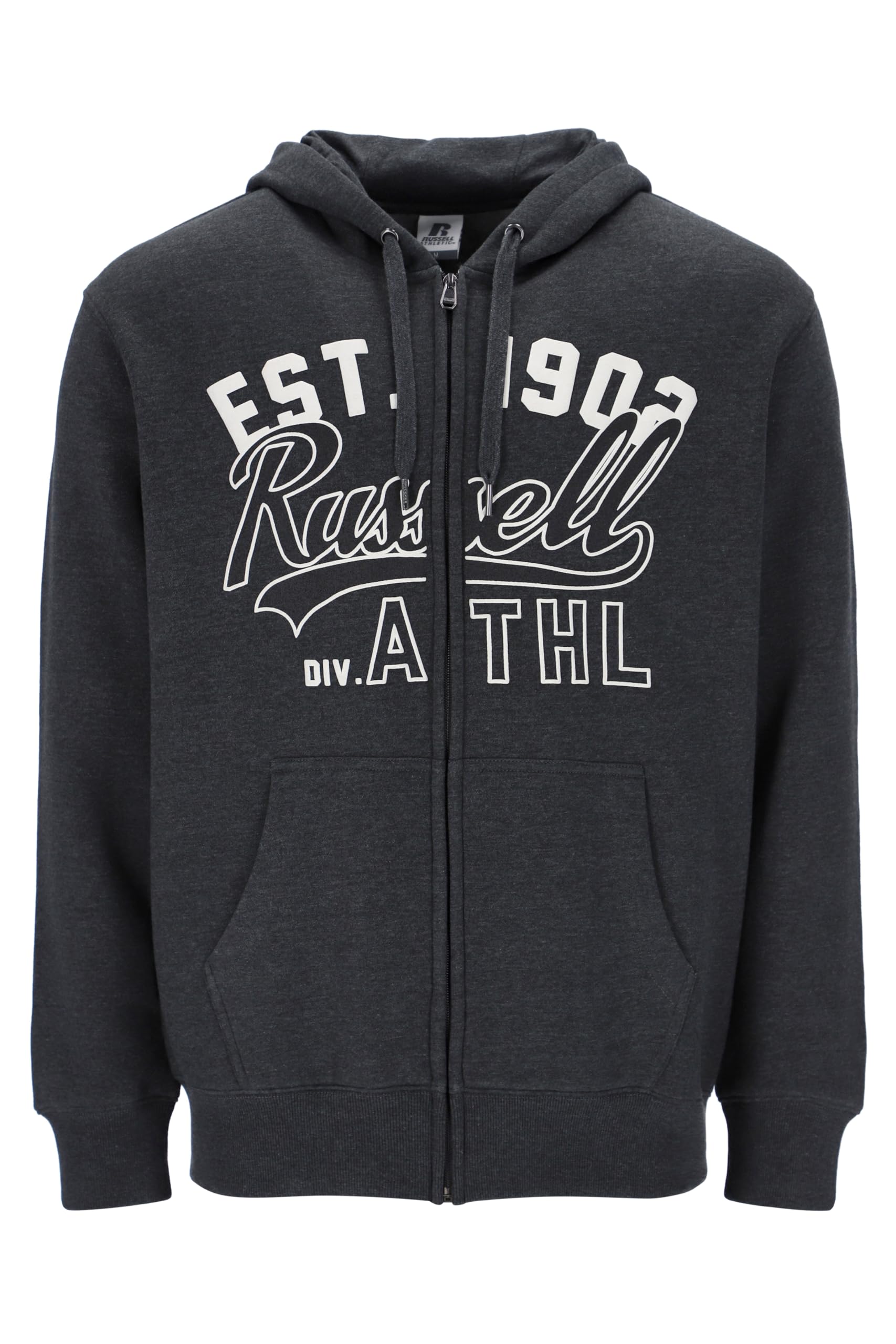 Russell Athletic Mens Hit-zip Through Hoody Sweatshirt, Winter Charcoal Marl, XL EU