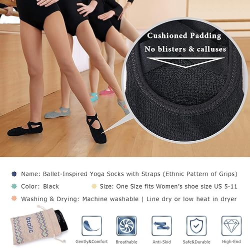 Miniatura 126 de Ozaiic - Calcetines de yoga para mujer con correas y agarres antideslizantes, ideales para pilates, Pure Barre, ballet, danza y entrenamiento