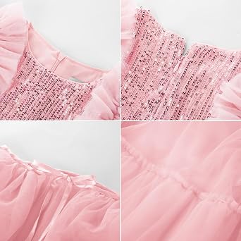 GRACE KARIN Girls Dresses Sequin Party Formal Pageant Dress Tween Girl Birthday Tulle Prom Princess Maxi Dress Size 5-14
