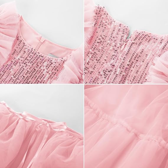 GRACE KARIN Girls Dresses Sequin Party Formal Pageant Dress Tween Girl Birthday Tulle Prom Princess Maxi Dress Size 5-14