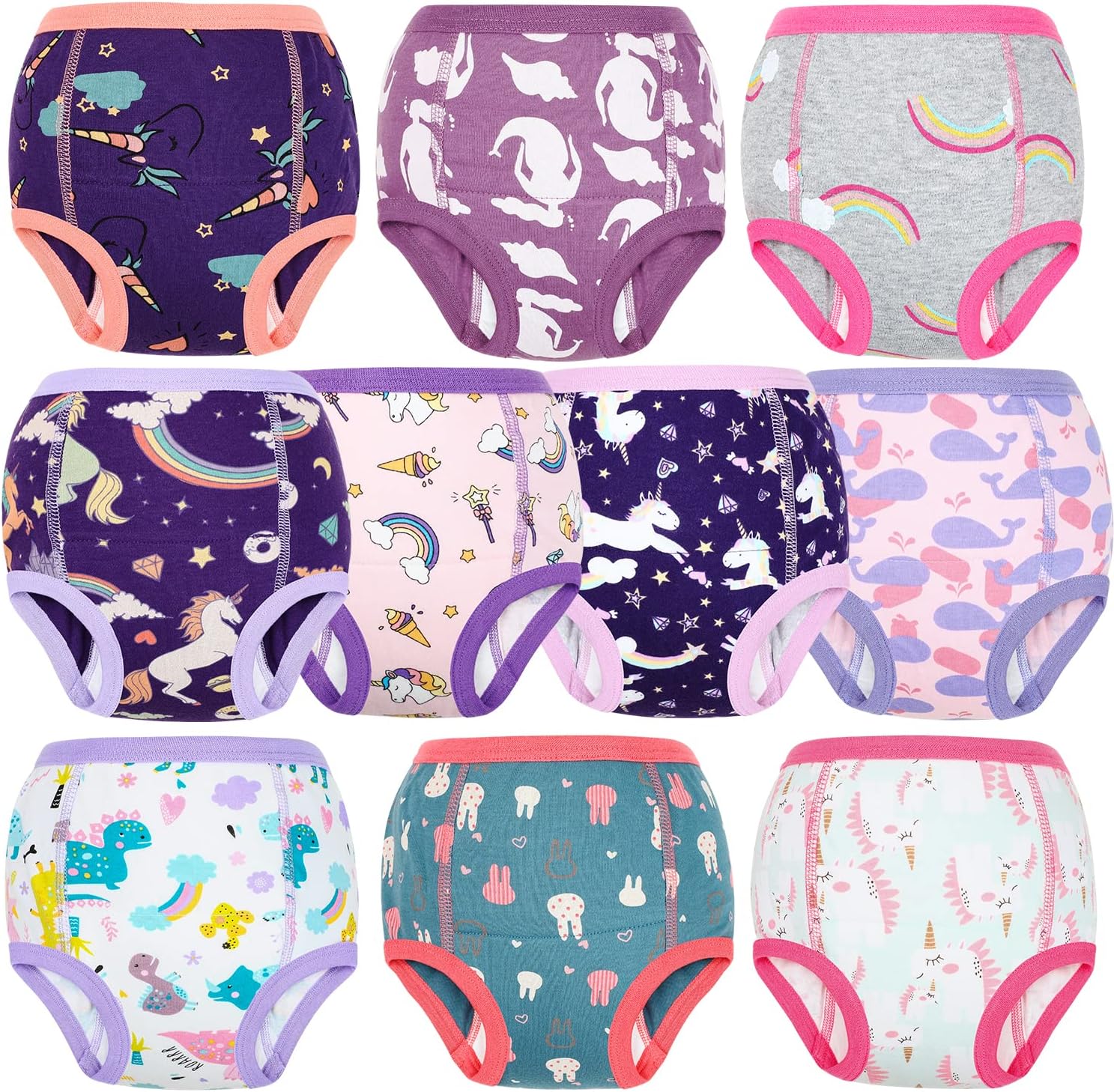 MooMoo Baby Potty Training Underwear 10 Packs Absorbent Toddler Training Pants for Boys and Girls Cotton 2T-7T, Pink(pack of 10), 3 Years