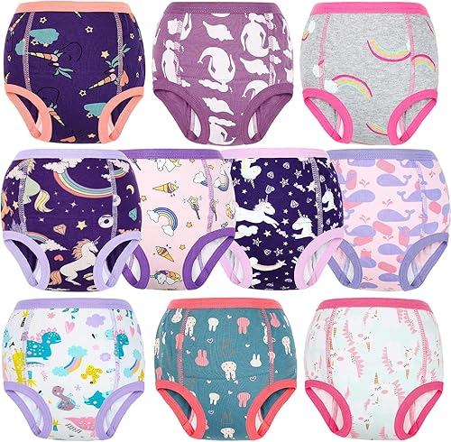 Miniatura 7 de MooMoo Baby Ropa interior de entrenamiento para ir al baño, paquete de 10 pantalones absorbentes de entrenamiento para niños y niñas, algodón 2T-7T