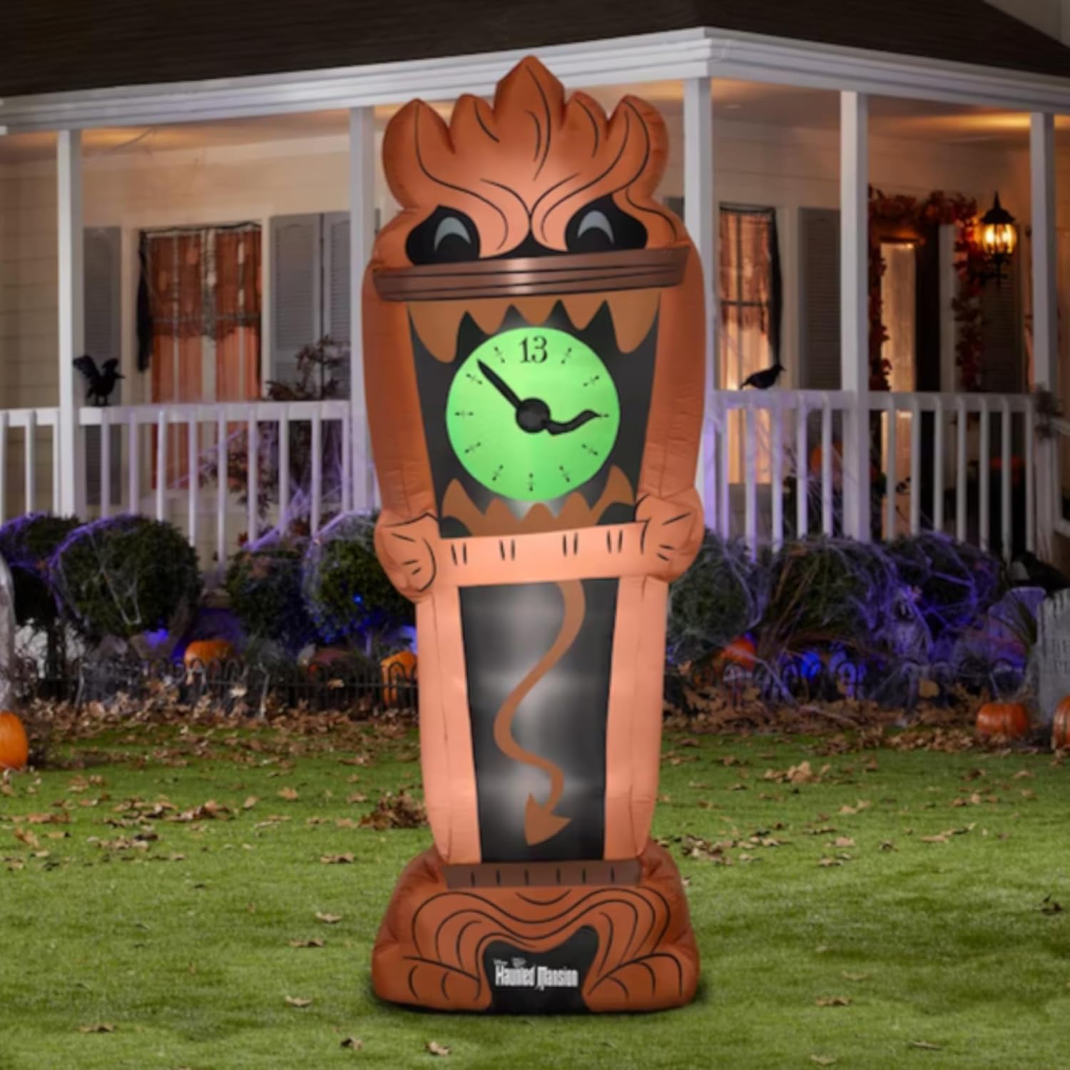 8FT Disney Haunted Mansion Animated Inflatable Monster Clock: Lights Up with LED, Spinning Hands, Indoor/Outdoor Weather-Resistant Decor with Easy Setup