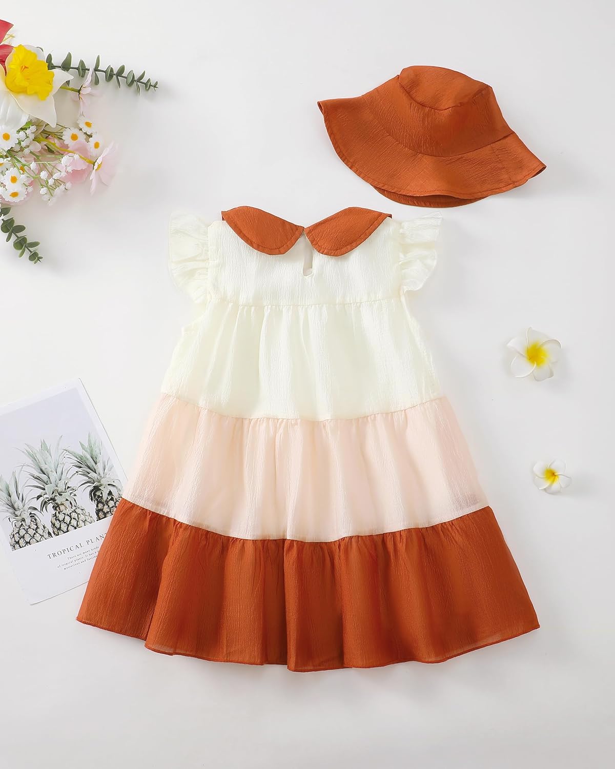 Renotemy Infant Baby Girl Dresses Toddler Girl Clothes Summer Cotton Linen Boho Smocked Sundress Gift for Girls with Hat - Image 4