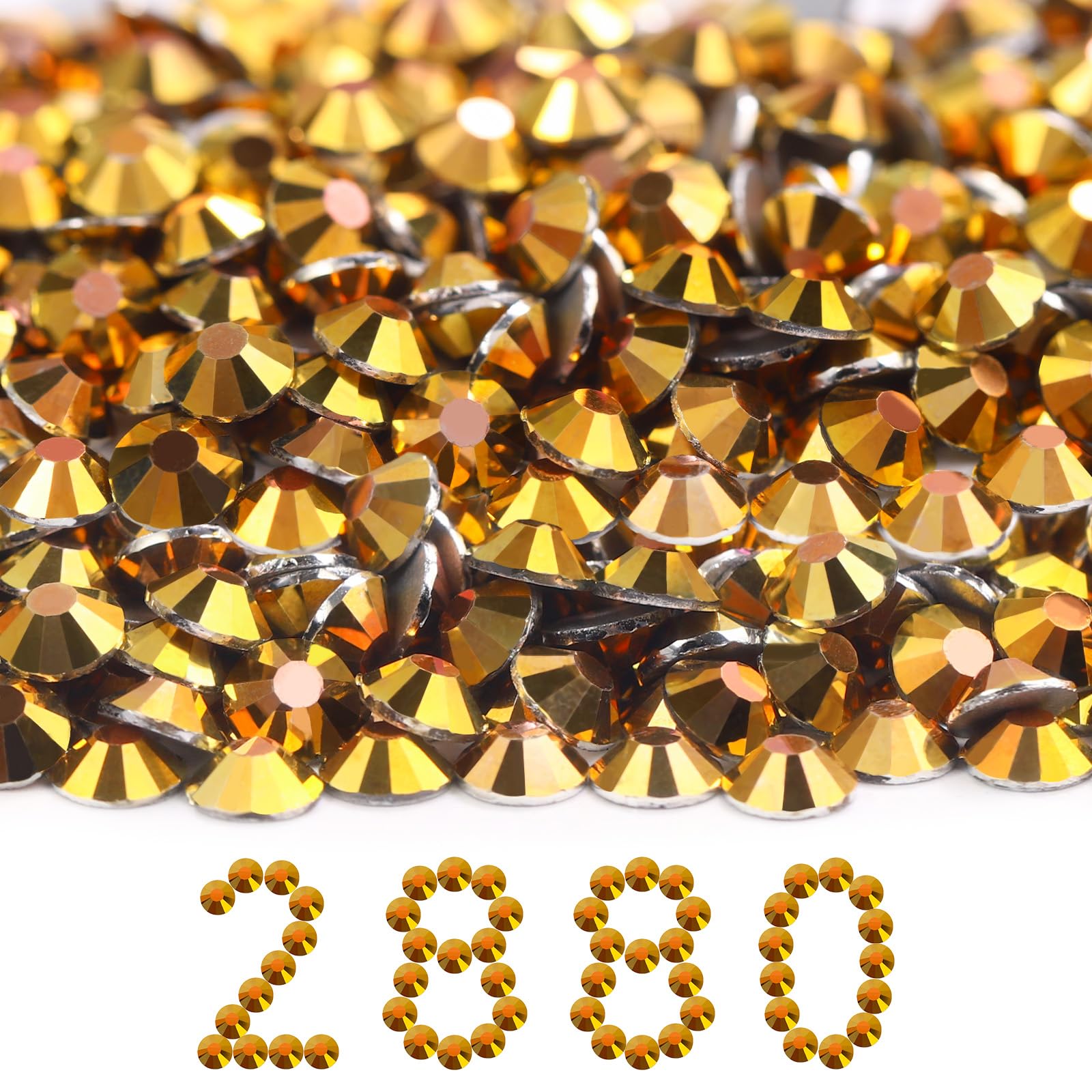 2880PCS Gold Flatback SS30 Rhinestones Bulk(6.3-6.5mm)