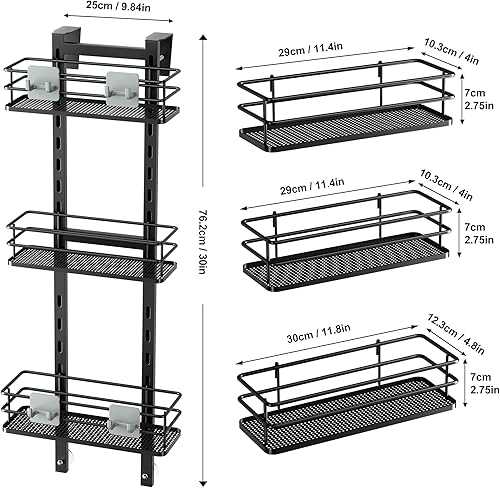 Miniatura 7 de Orimade Organizador ajustable para colgar sobre la puerta de la ducha con ganchos, estante organizador de baño, estante de almacenamiento, cesta de