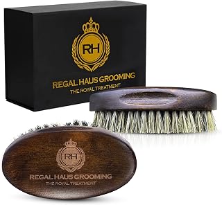 Regal Haus Grooming Premium Boar Bristle Beard Brush for Men - Grooming Care Products for Guys - With Beech Wood Handle - Comb Oil or Balm Through Your Mustache and Beard