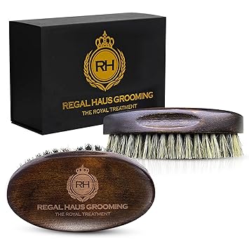 Regal Haus Grooming Boar Bristle Beard Brush for Men - Grooming Care Products for Guys - With Beech Wood Handle - Comb Oil or Balm Through Your Mustache and Beard