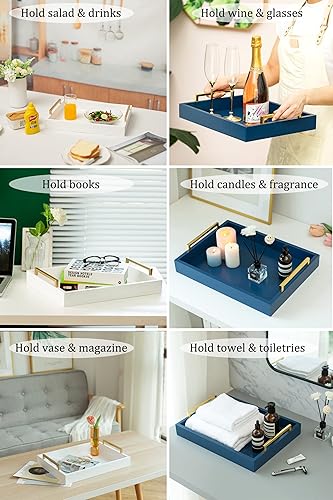 Miniatura 6 de Hanobe Bandejas decorativas negras para mesa de centro, bandeja otomana grande de MDF para sala de estar, baño, cafetería, decoración moderna con