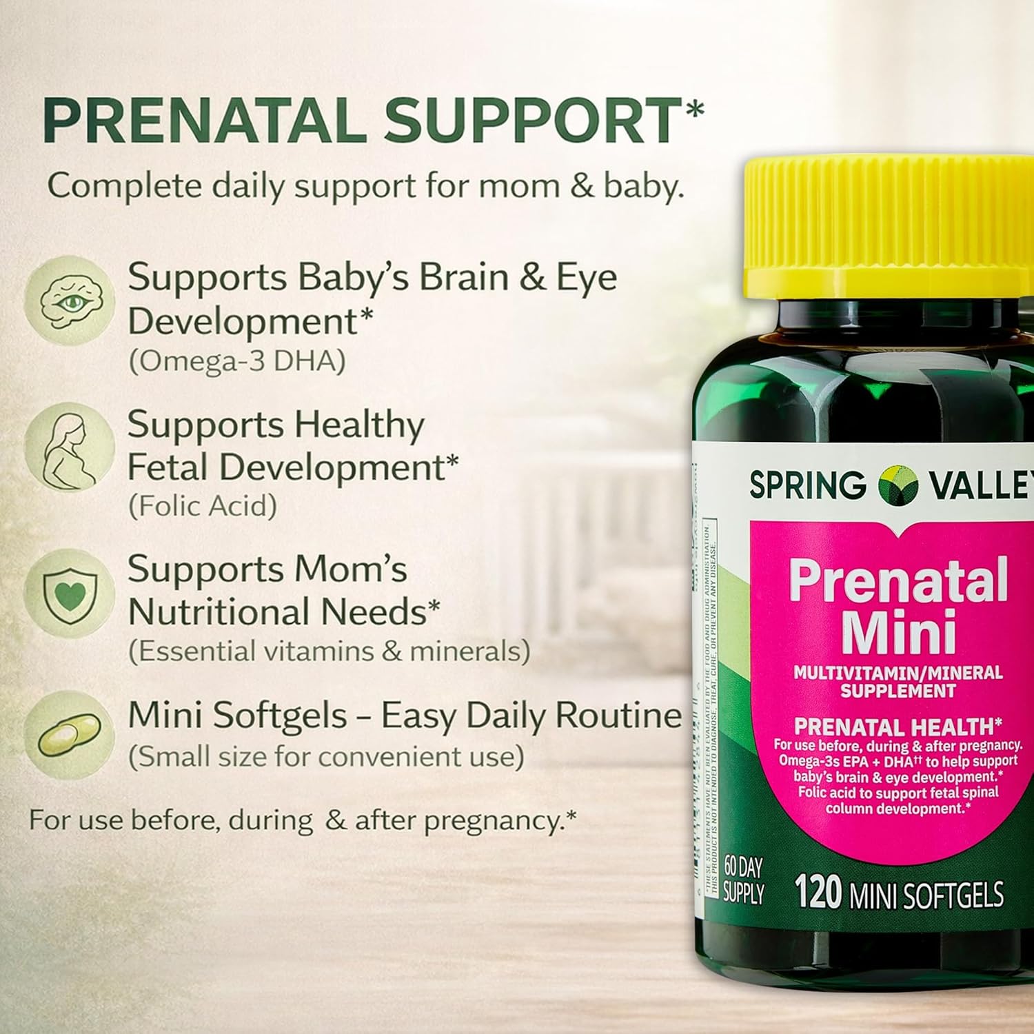 Spring Valley Mini Prenatal Vitamins for Women Softgels. Prenatal Care with DHA for Expectant Mothers. Mini Prenatal Vitamins for Women 240 Soft Gels Bundle with 45 Diabetes Decoded