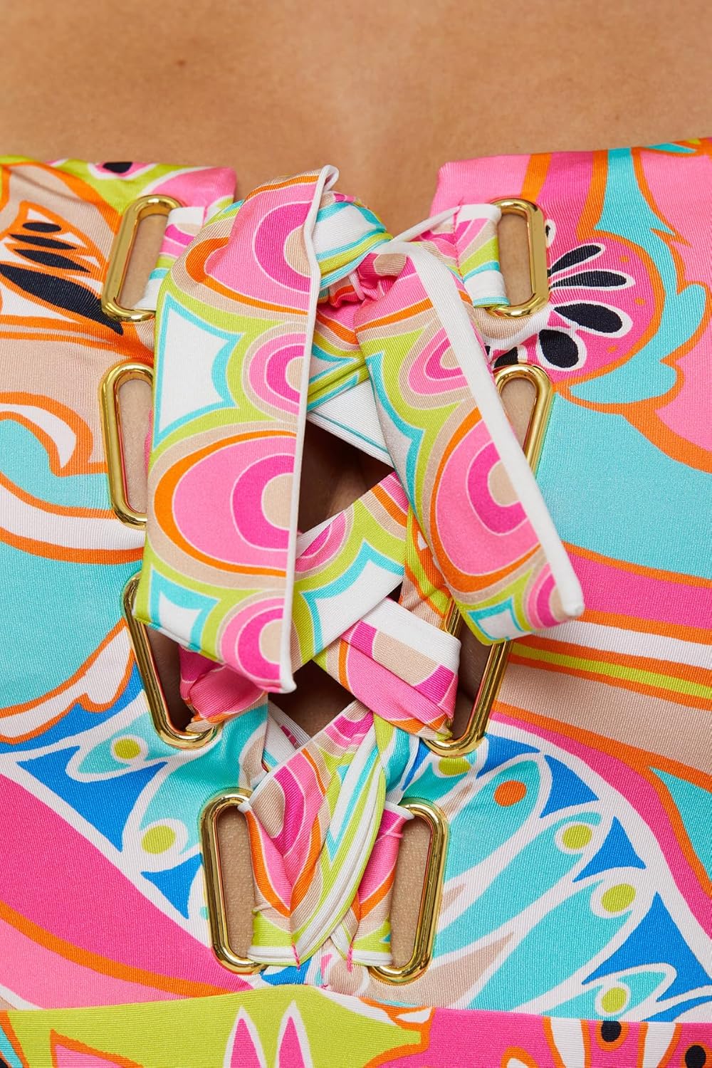 Trina Turk Womens Venus Bandeau Lace Up One Piece Swimsuit, Adjustable, Bathing Suits for Women - Image 5