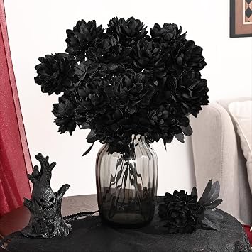 10 Pcs Dahlia Artificial Flowers, Realistic Black Flowers Fall Flowers