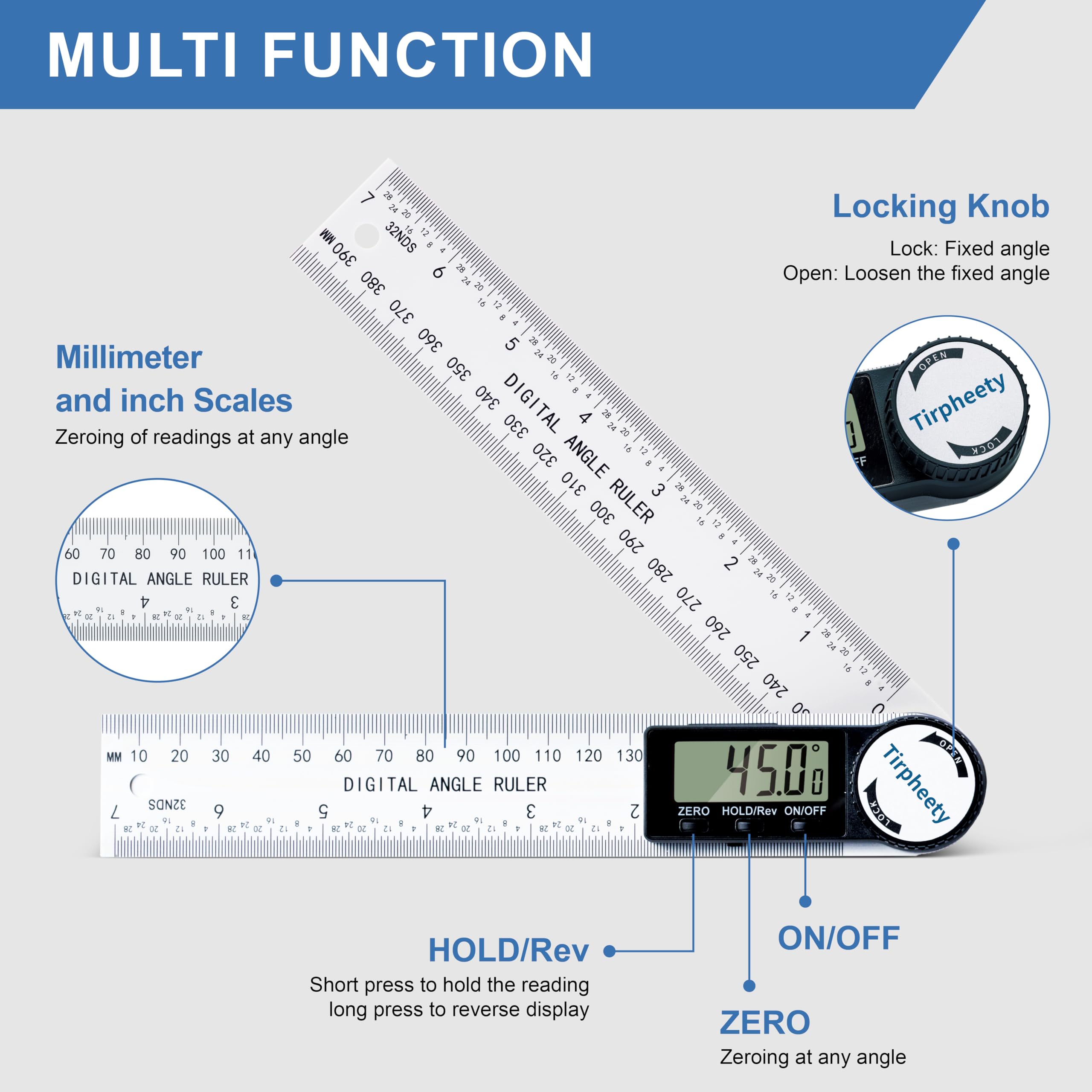Digital Angle Finder Protractor - 7 Inch -2