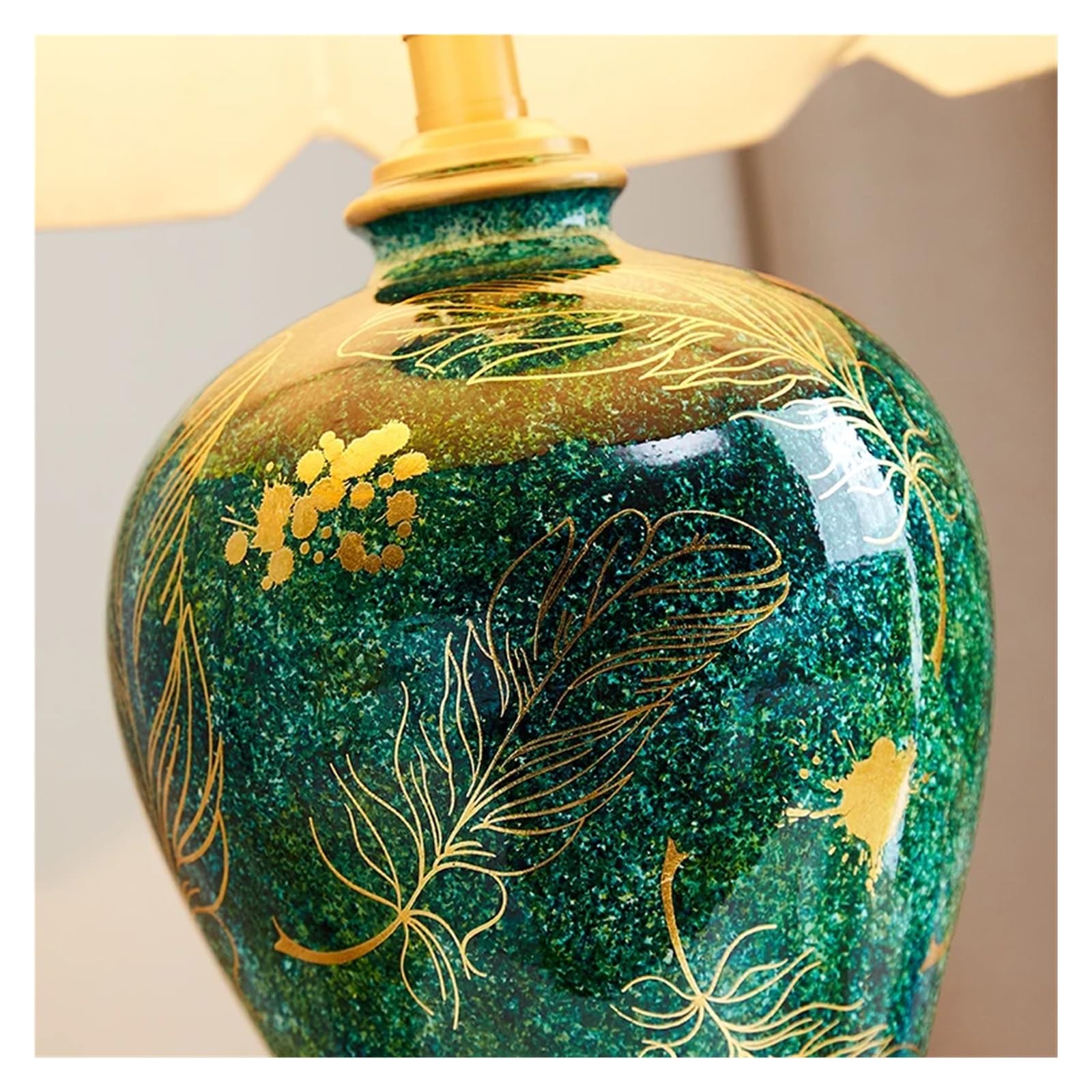 Zielona Ceramiczna Lampa Stołowa Luksusowa Do Salonu, Sypialni, Chiński Styl Retro, Domowa Lampka Nocna, Idealnie Dopasowana - Mała, Rozmiar S