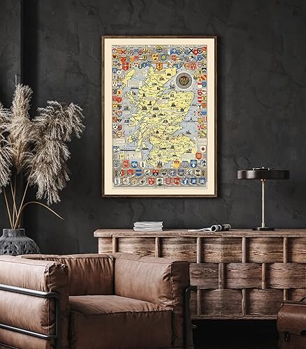 Miniatura 6 de Mapa de Escocia - Arte histórico del mapa escocés de L.G. Bullock. John Bartholomew & Son Ltd. Edimburgo, 1950, mapa de regalo escocés, arte de