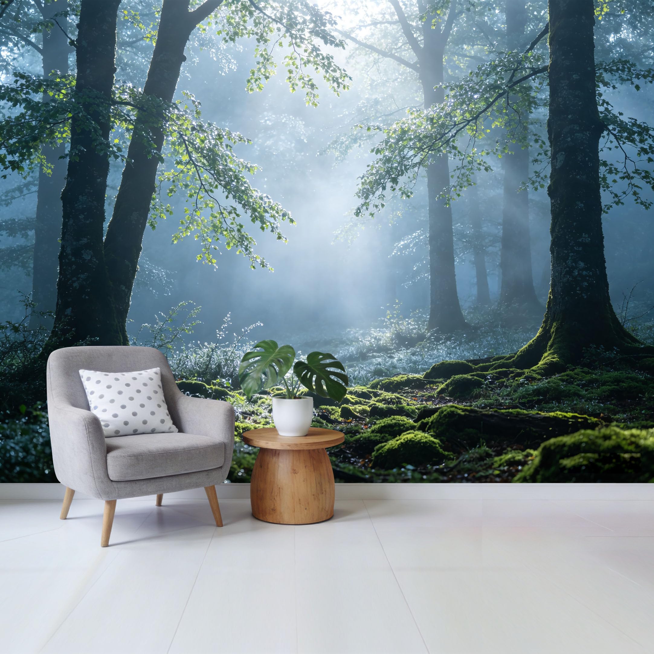 Custom Size Wall Mural Misty Morning Forest Sunlight Rays Botanical Nature Landscape SelfAdhesive Wall Fabric Removable Wallpaper for Home Office Decor