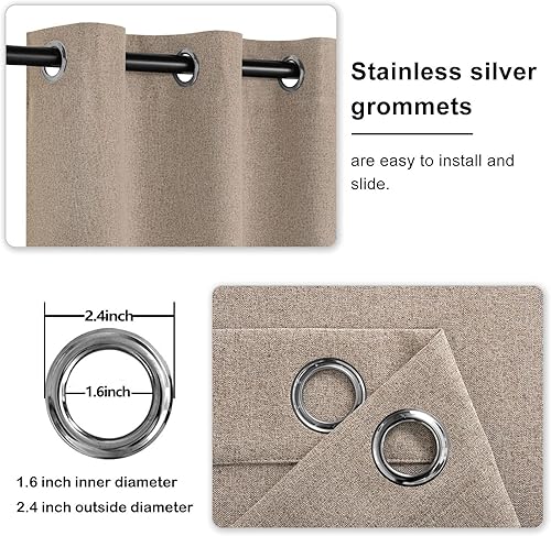 Miniatura 6 de DWCN Cortinas de bloque de luz total para dormitorio, cortinas de granja para sala de estar, cortinas térmicas de 84 pulgadas de largo, cortina de