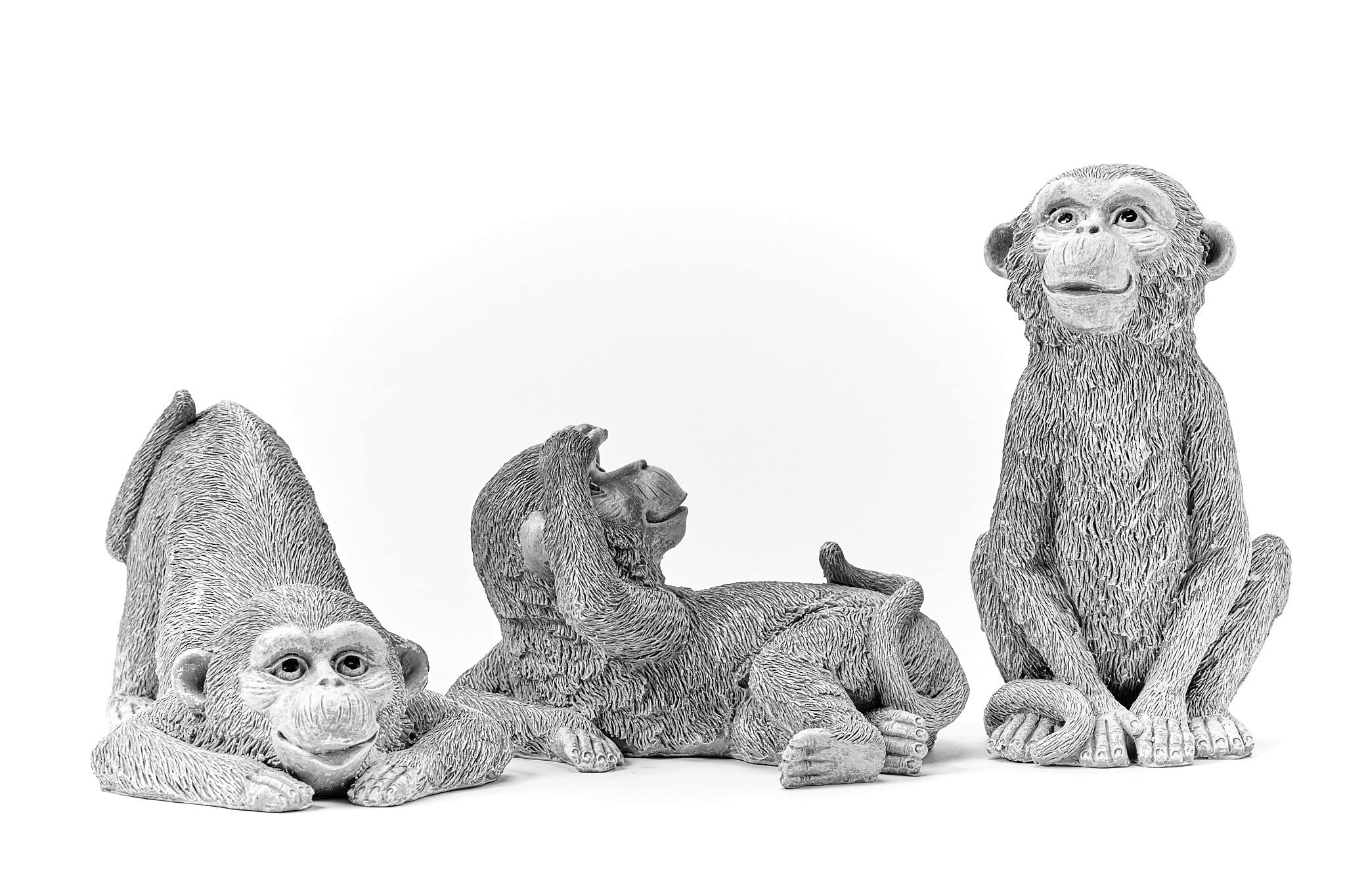 Hh Home Hut Cheeky Monkeys 3 Wise Monkeys Garden Ornaments Decorative Outdoor Hear No Evil, See No Evil, Speak No Evil Outdoor Home Décor