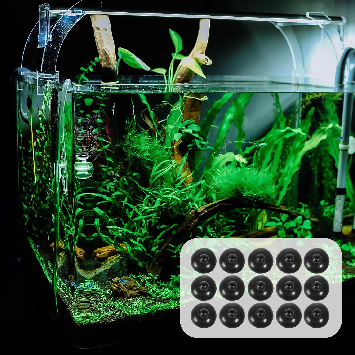 Mipcase 100pcs Aquarium Fish Tank Pump Suction Cups Water Fixators Black PVC Holder for Oxygen Air Pump Tubing Wire Fixing Suitable for Aquarium Accessories