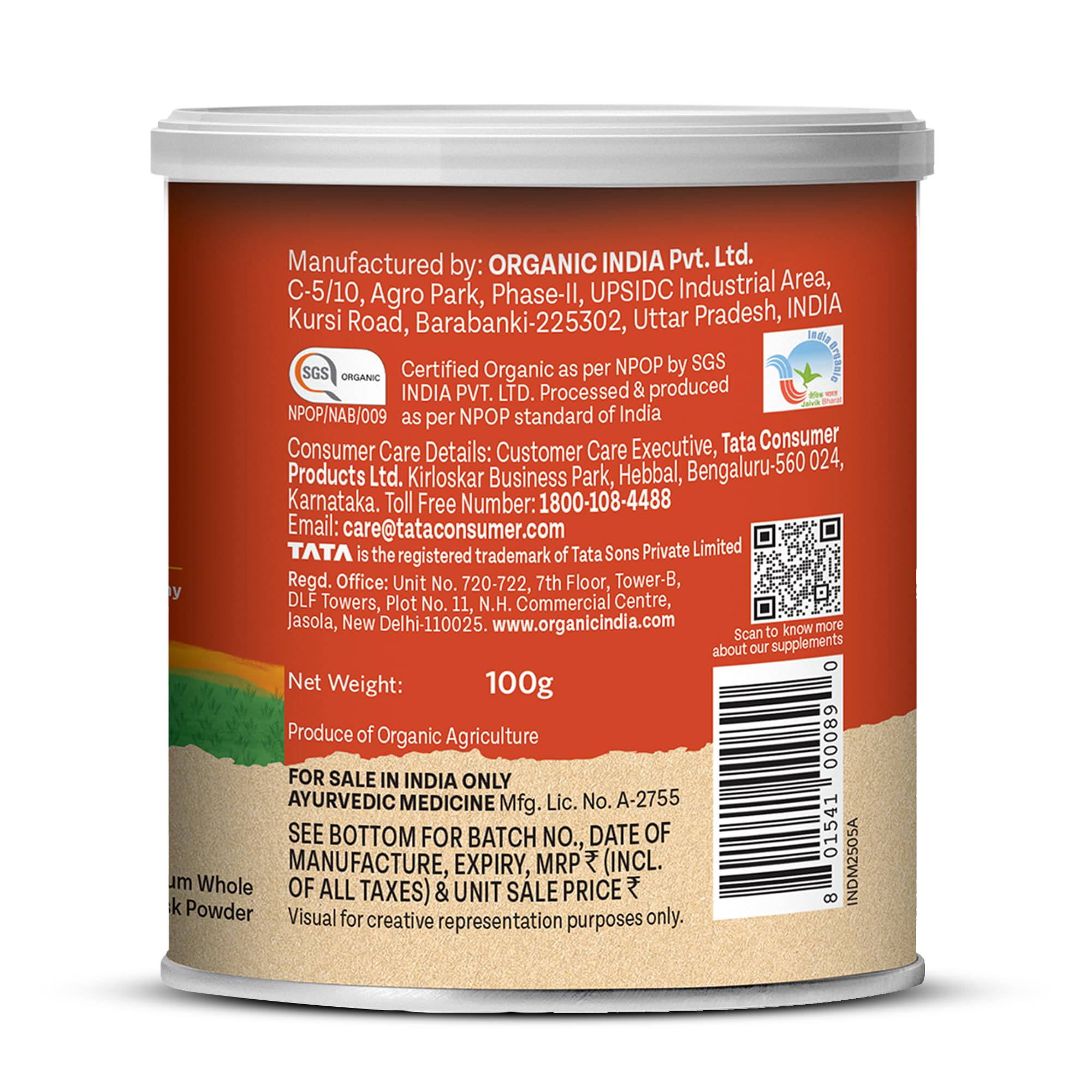 A TATA Product- Organic India Sat Isabgol Pre & Probiotic Fibre Powder Orange, 100g product image 8
