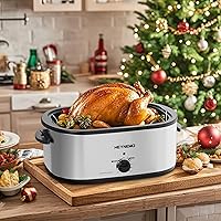 Vista 7 de Horno asador de 28 cuartos de galón, bandeja asadora eléctrica con tapa visible y de auto-rociado, horno asador eléctrico grande de acero inoxidable