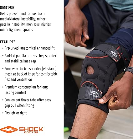 Shock Doctor Knee Brace , Compression Knee Brace for Men & Women, Stability