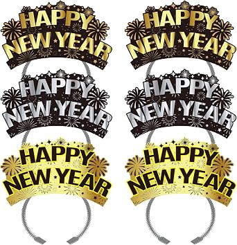 KKBES 12 Pieces Happy New Year Headbands, New Years Eve Party Hats, 2027 New Years Eve Party Supplies