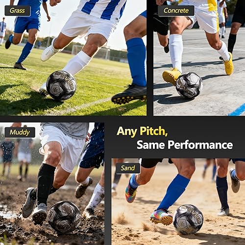 Miniatura 3 de WVVOU Balón de fútbol tamaño 5, pelota de fútbol para partidos y entrenamiento, poliuretano de 0.138 pulgadas de grosor, adecuada para interiores o