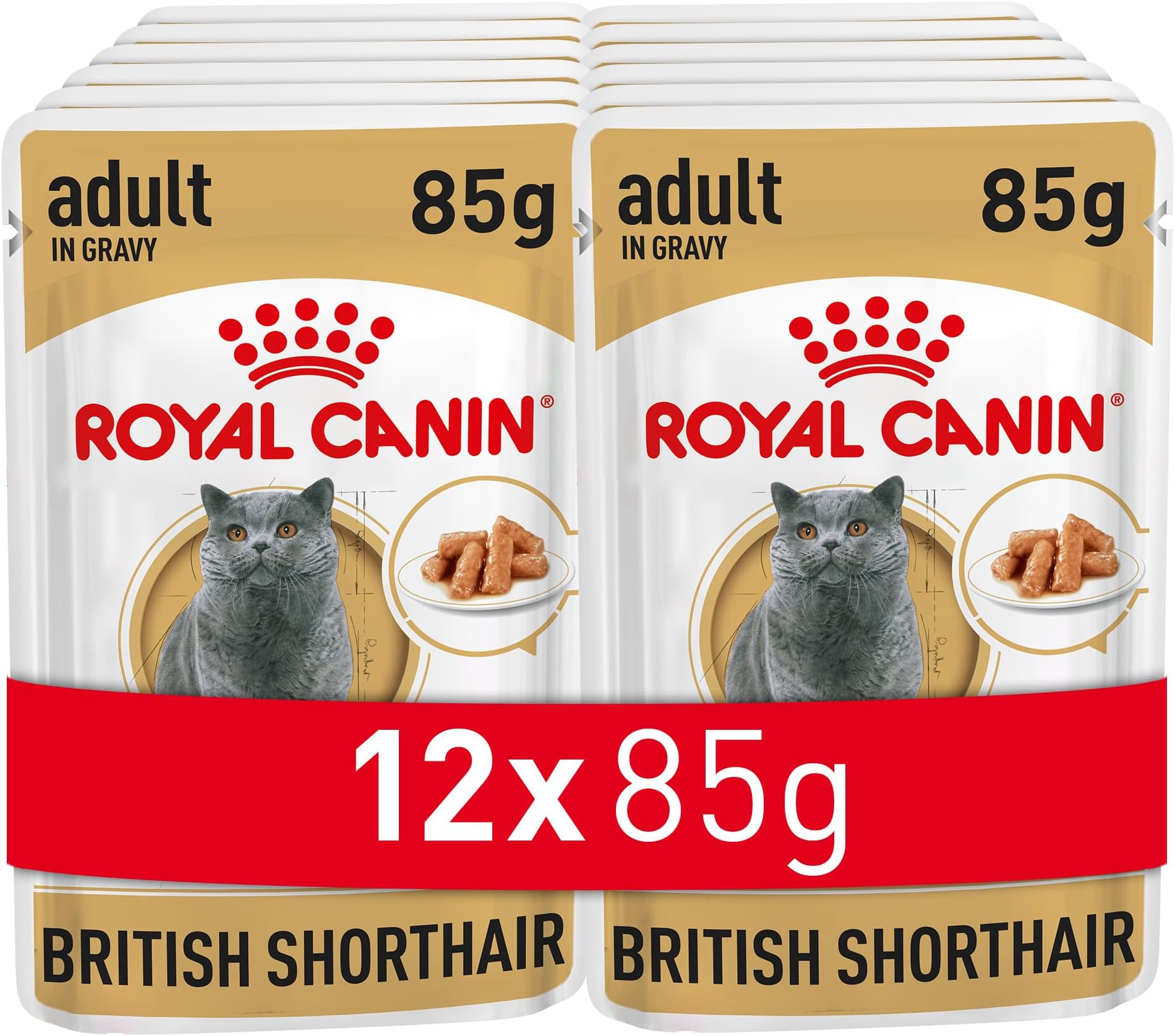 FBN British Shorthair Wet Food Pouches Box of 12x85g Feline Breed Nutrition Cat Food