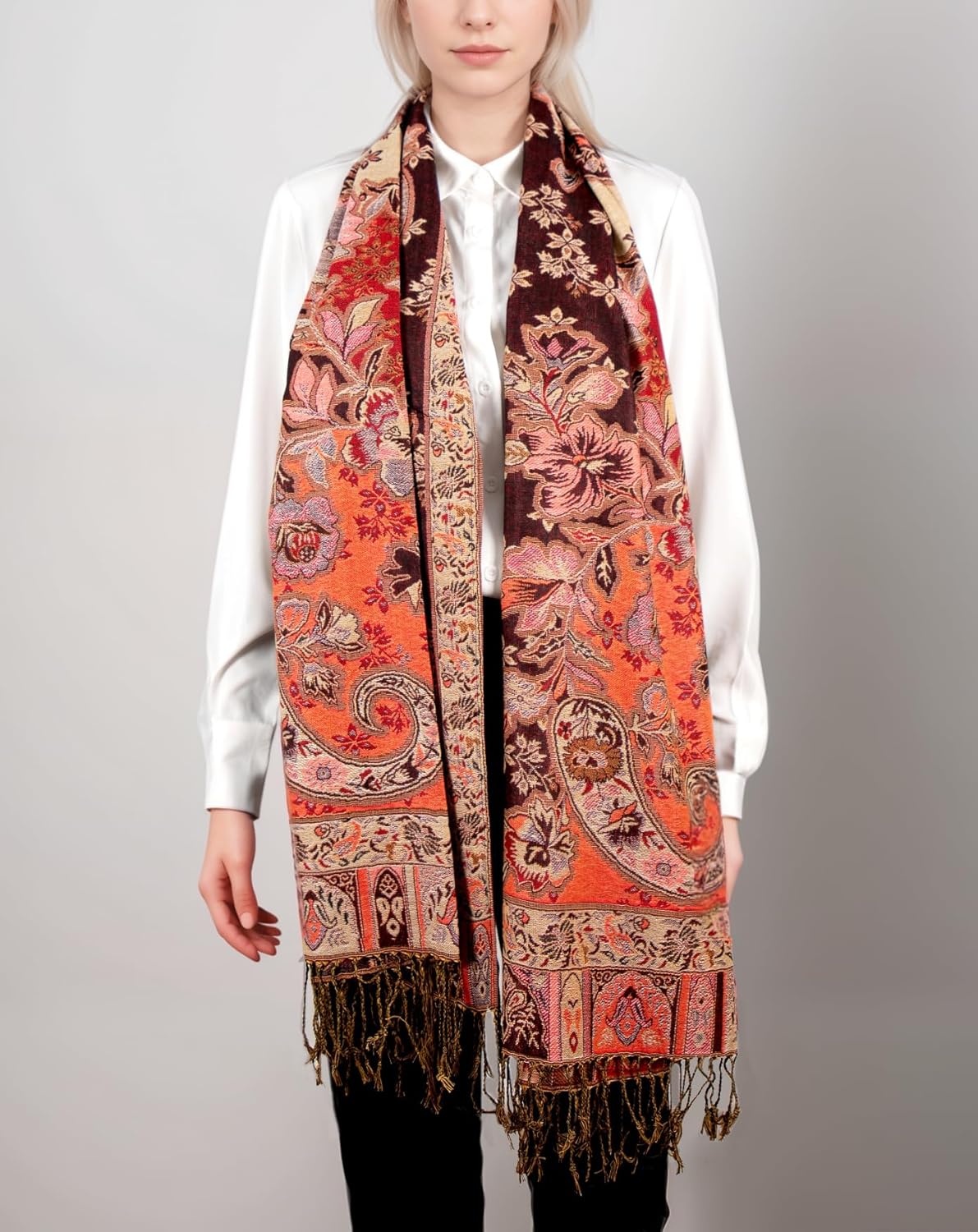 Achillea Elegant Paisley Floral Pashmina Shawl and Wrap – Boho Rave Scarf for Festival, Travel & Everyday Wear - Image 3