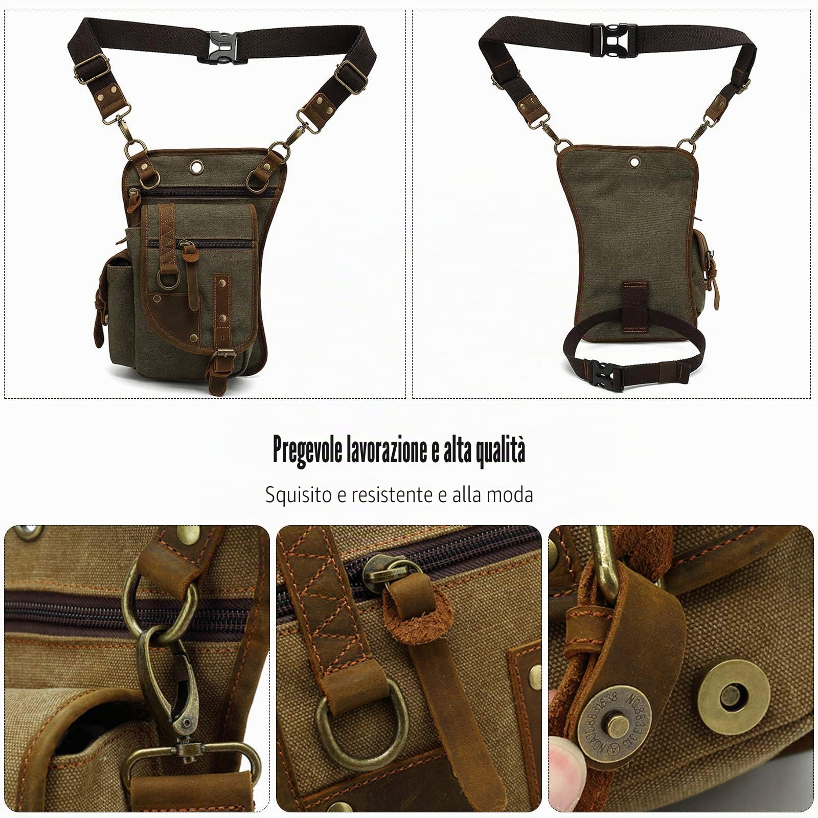 FANDARE Zaino Monospalla Drop Leg Uomo Zaino Donna Coscia Marsupio Zaino Spalla Borsa a Tracolla Tela Sling Bag Borsa Sportiva per Moto Escursionismo Ciclismo Scuola Università Trekking Viaggio