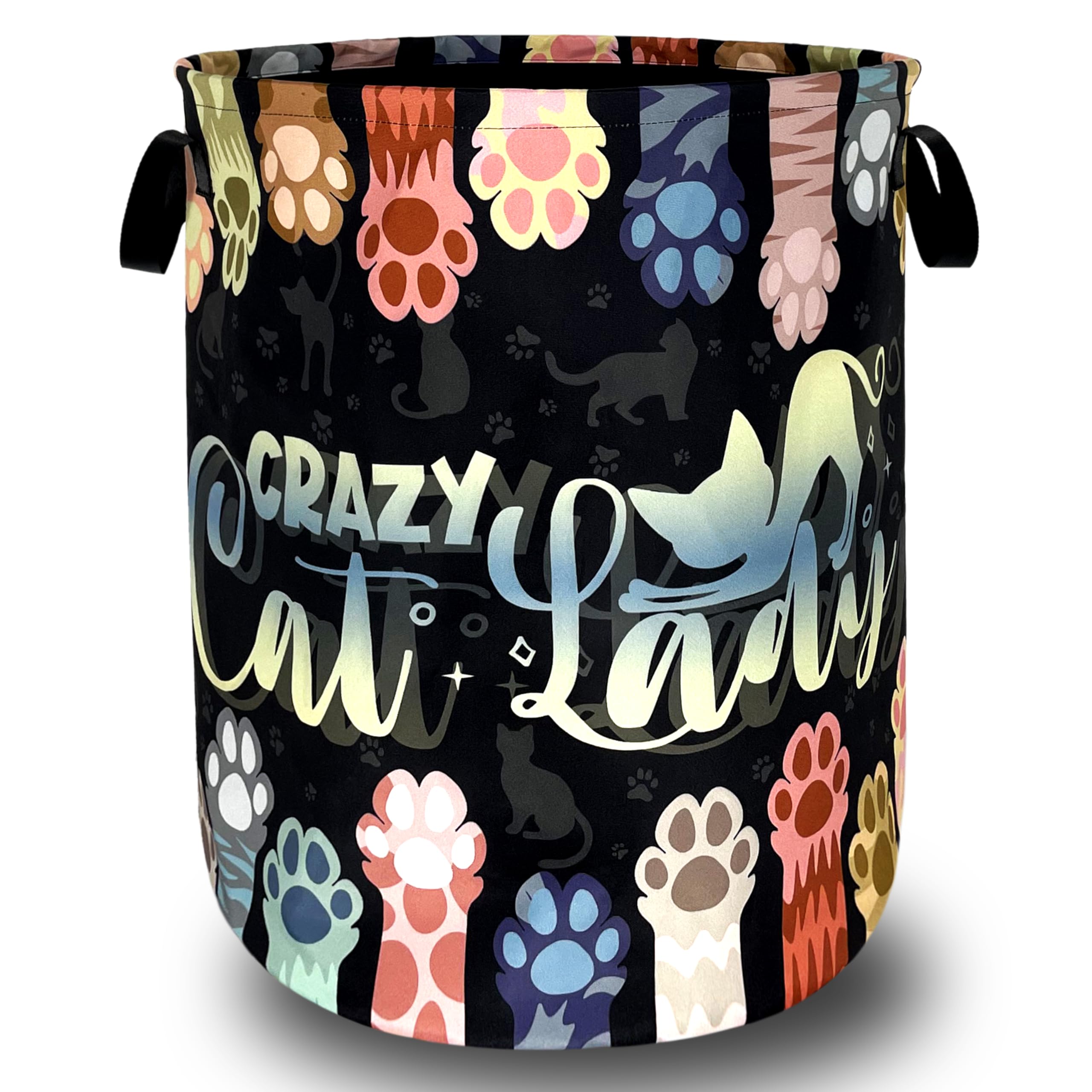 Cats Paws Laundry Basket Oxford Cloth Foldable Hamper 18.9x16.5 Inch