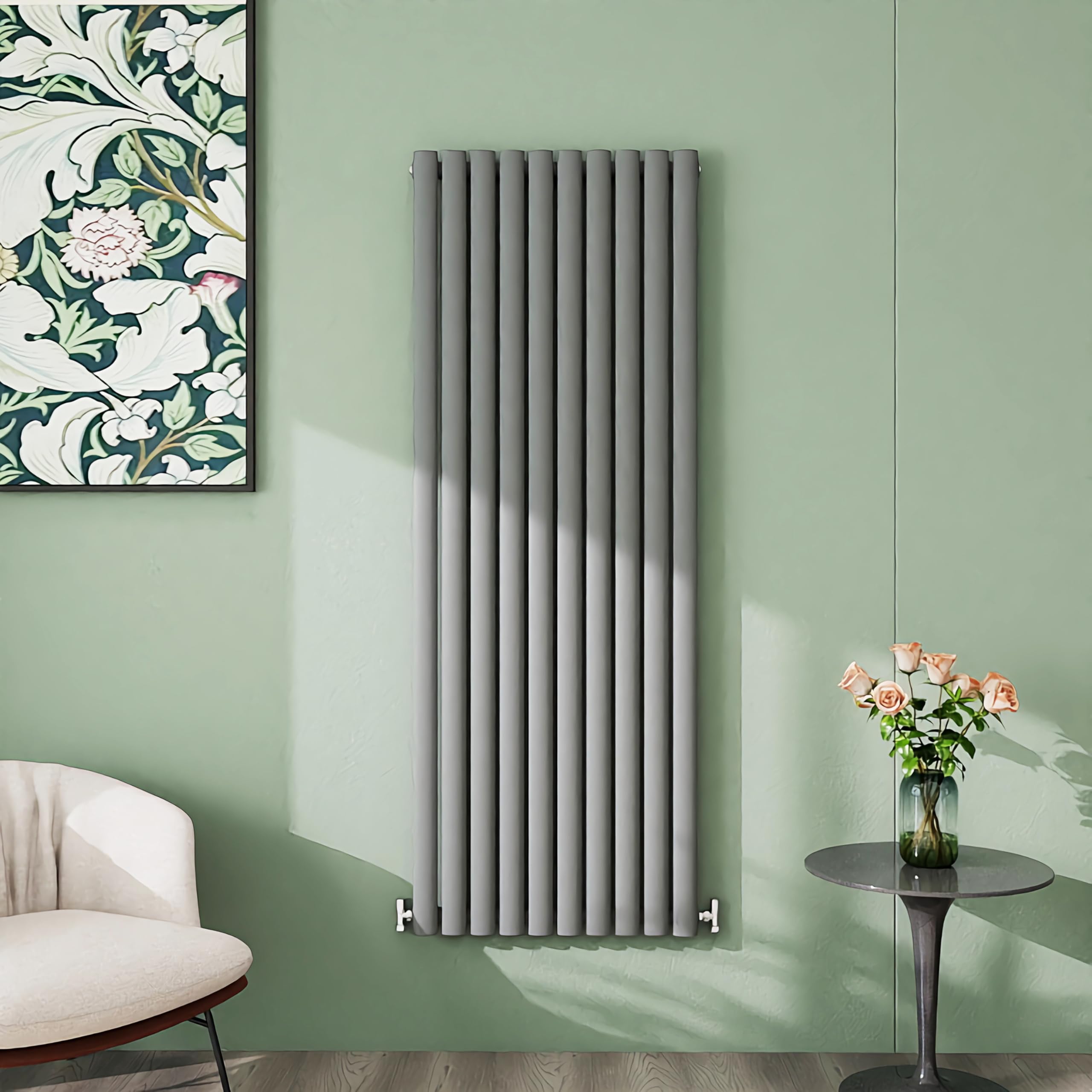 Simple Bathroom 1600×590mm Anthracite Radiator Vertical Single Oval Column Designer Central Heating Rad for Bathroom/Kitchen/Living Room