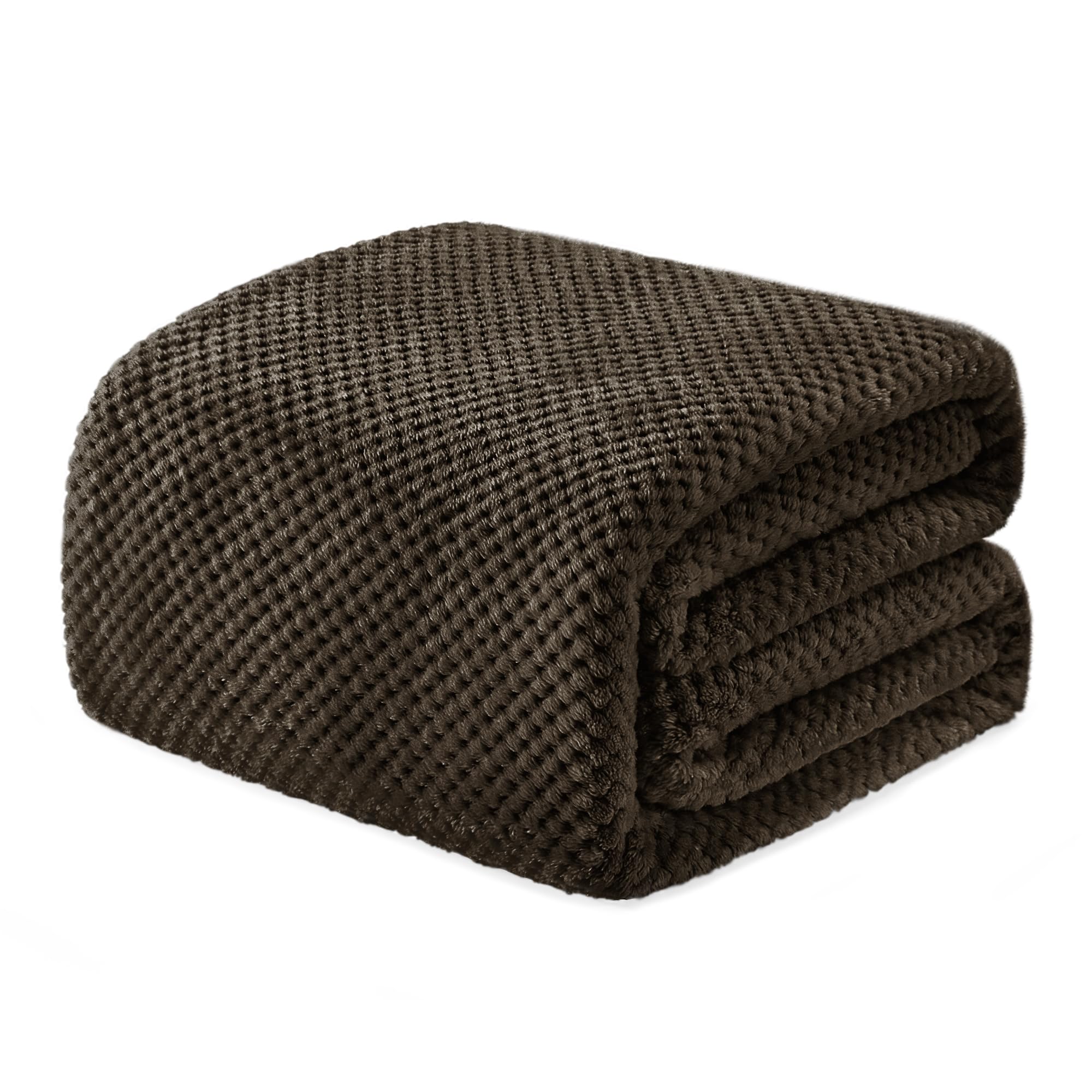 Exclusivo Mezcla Fleece Bed Blanket Double Size, Super Soft and Warm Blankets for Couch, Sofa and Bed Waffle Textured, Cozy, Fuzzy and Lightweight, Coffee, 150x200 CM