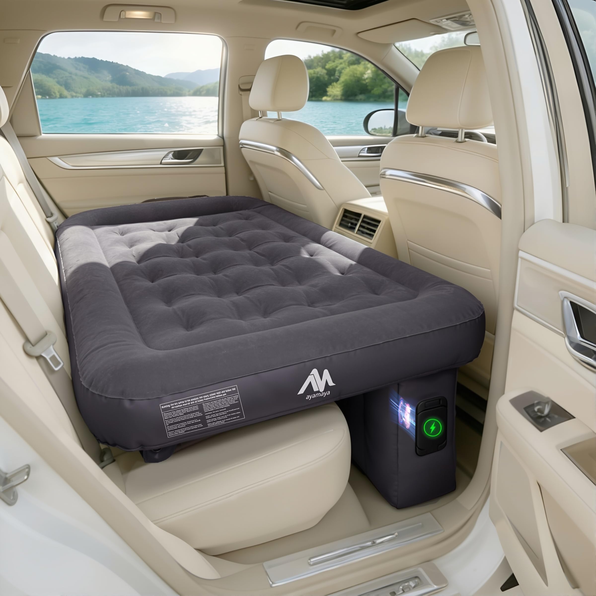 AYAMAYA Car Air Mattress Back Seat with Built-in Rechargeable Air Pump