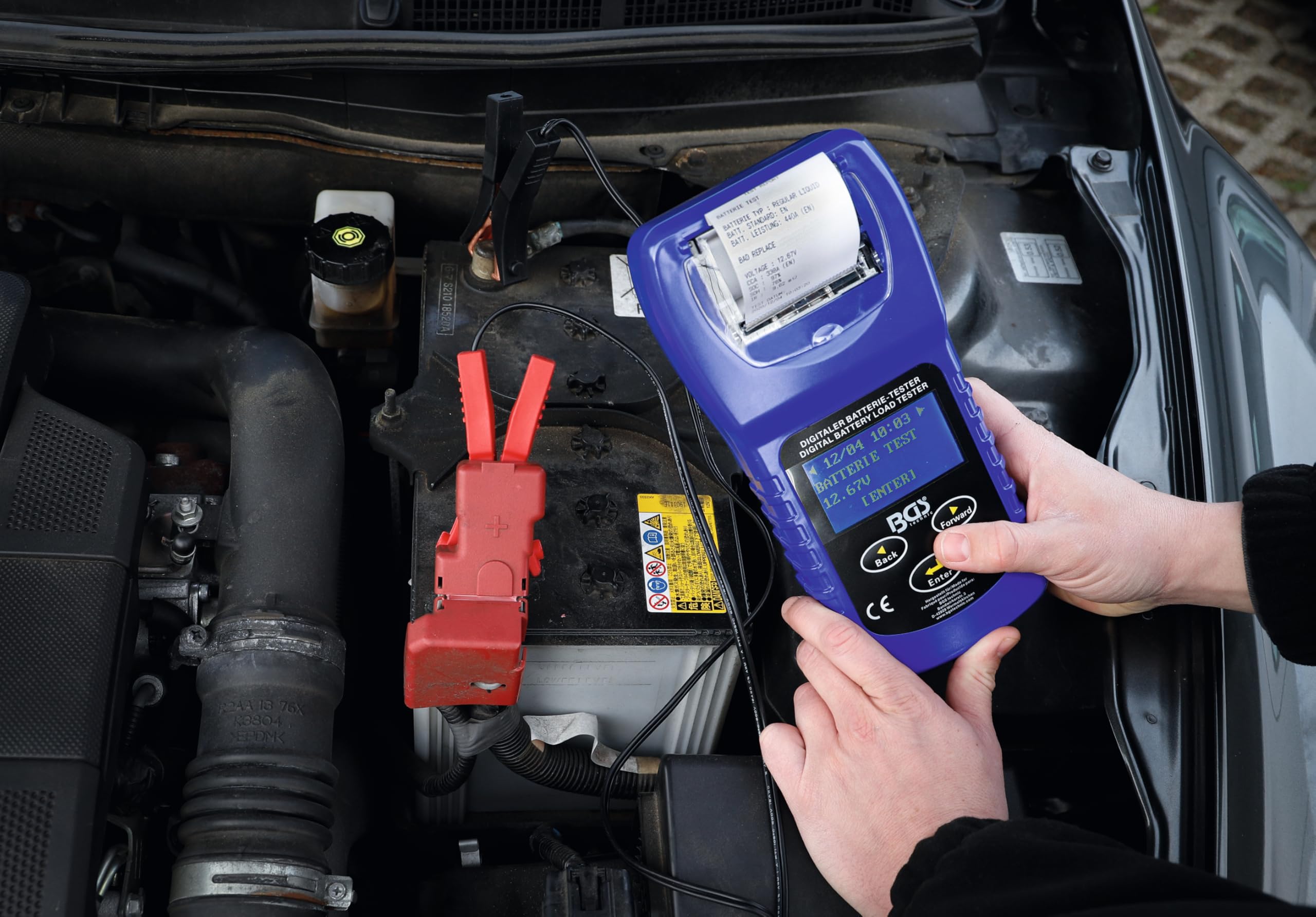 BGS 2133 | Digitaler Batterie- und Ladesystem-Tester | mit Drucker | Für 6 & 12 V Batterien | 12 & 24 V Anlass- und Ladesysteme | Spannungsbereich 1,5 - 30 V | SAE, DIN, EN, IEC, CA, JIS