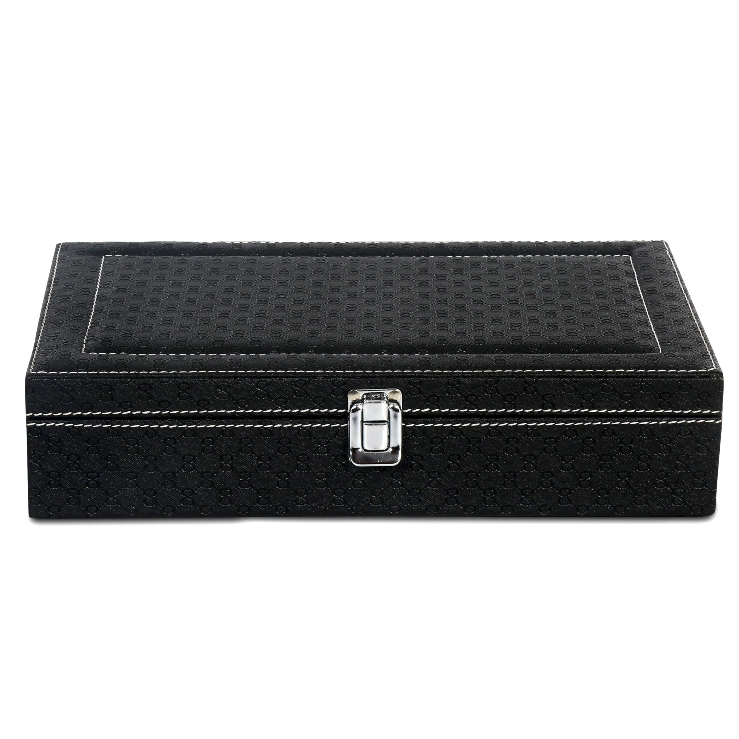 ALAWO Watch Box Organizer and Sunglasses Case with 6 Slots for Watches and 3 Slots for Sunglasses in Black & Cherry Color 4