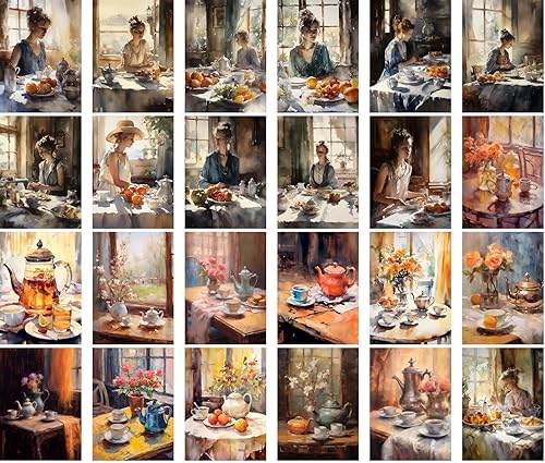 Miniatura 6 de PIXILUV Postales vintage (24 piezas de 4 x 6 pulgadas cada una) Pretty Villages iluminados en una noche de invierno, postales vintage, tarjetas de