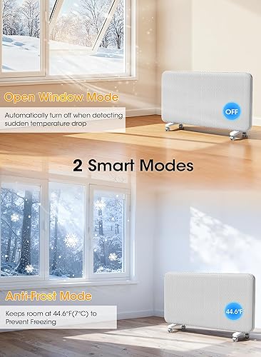 Miniatura 5 de Calentador de espacio con panel de convección para uso en interiores, calentador eléctrico para habitación grande con control de aplicación Wifi,