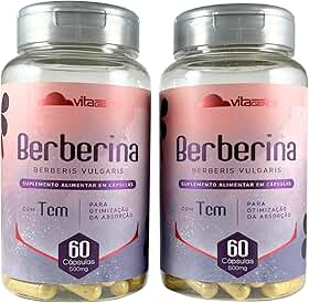Kit 2 Berberina com TCM 500mg 60 cápsulas Extrato Padronizado Berberis Vulgaris Sem Lactose Sem Glúten VitaGenus