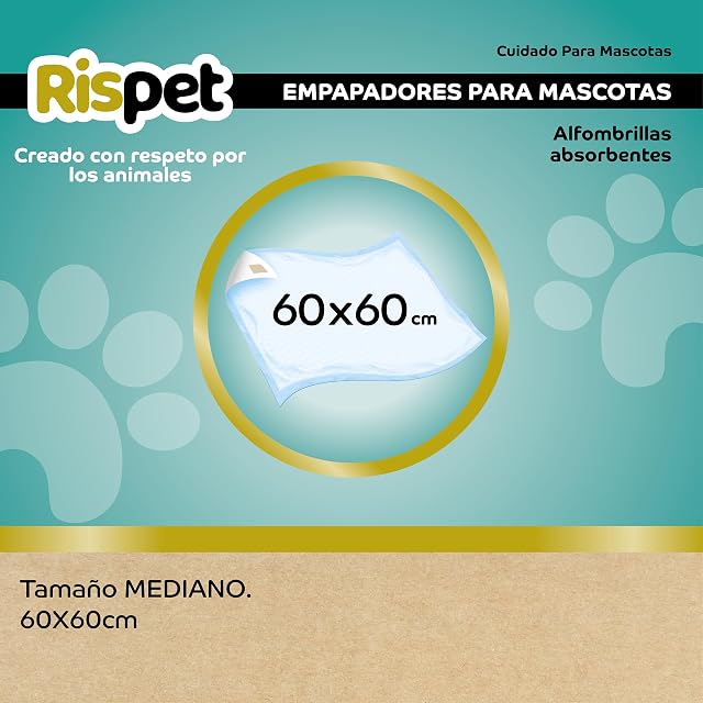 Foto 5 de 5 de RISPET Alfombrillas higiénicas para Perros, 60 x 60 cm, Alta absorción con tecnología de Control de olores