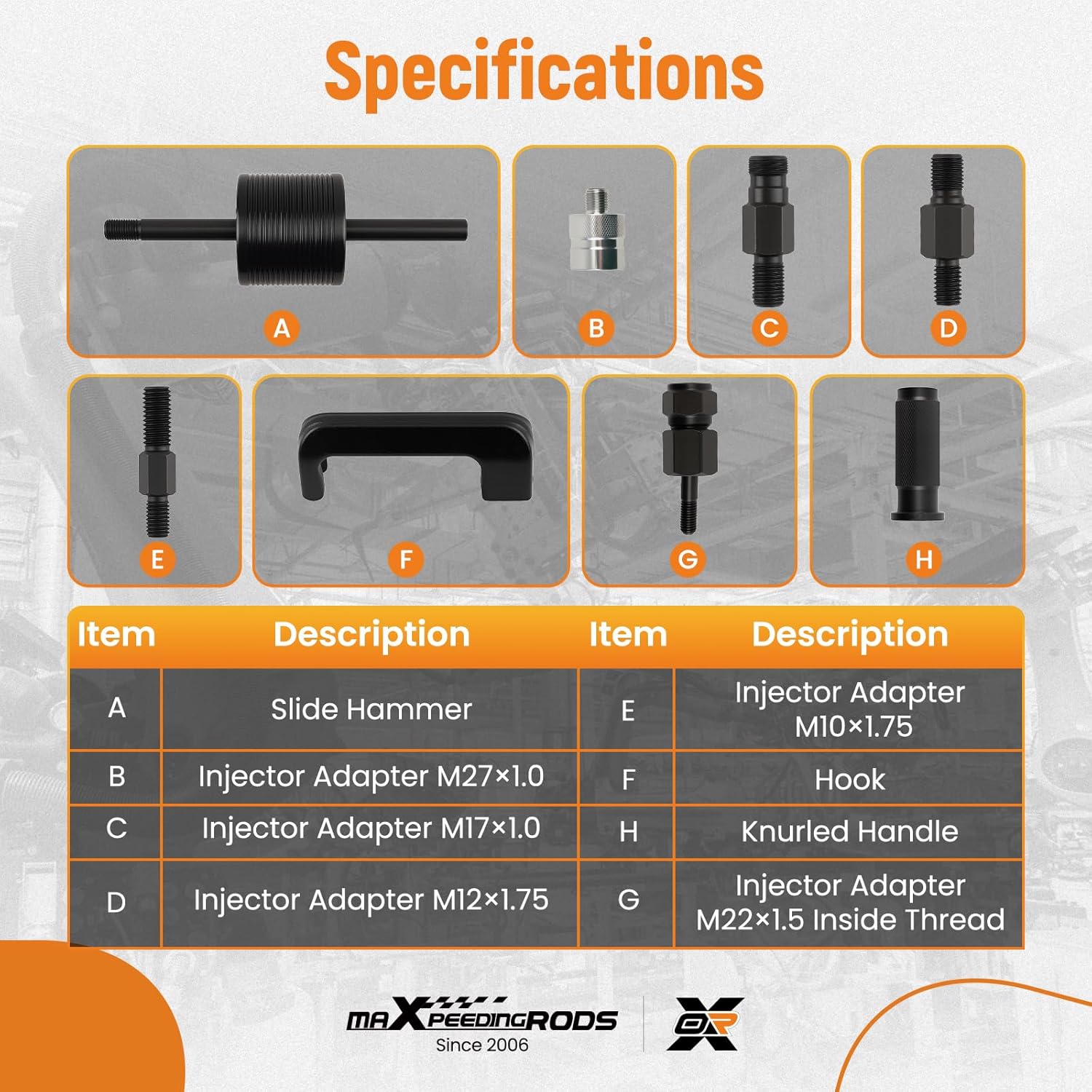 maXpeedingrods 8PCS Common Rail Diesel Injector Extractor Puller Set for Mercedes Benz CDI 611/612 / 613/646 / 647/648, Slide Hammer Puller with Injector Adaptors, Engine Tools