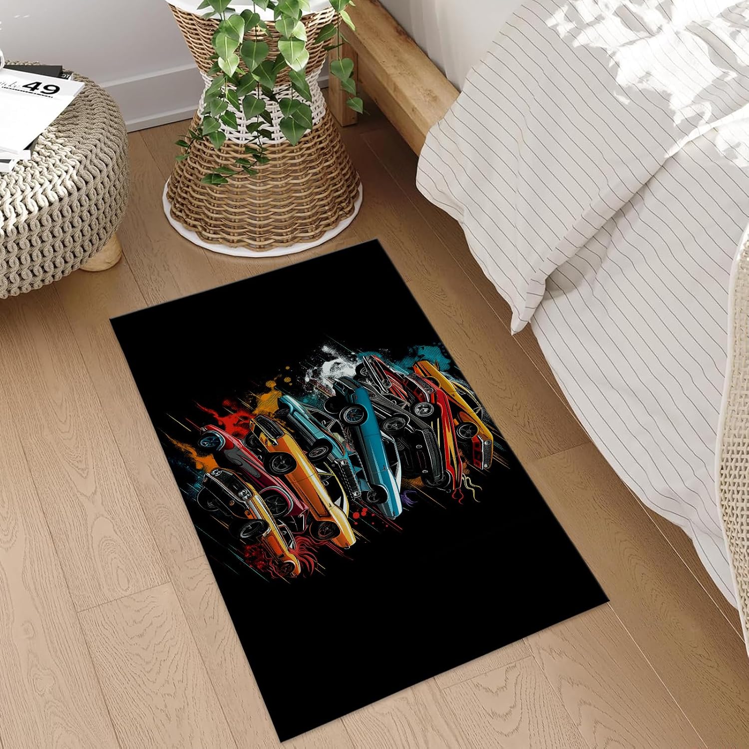 Classic Muscle Car Indoor Door Mat, 17x29.5 Inch, Floor Area Rug for Entryway, Living Room, or Bathroom, Non-Slip Doormat, Muscle Cars Home Decor Rug Gifts