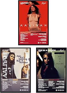 Aaliyah Poster Hip Hop singer Album Cover Posters for Room Aesthetic Limited Edition HD Bedroom Music Decor Art Set of 3, ...